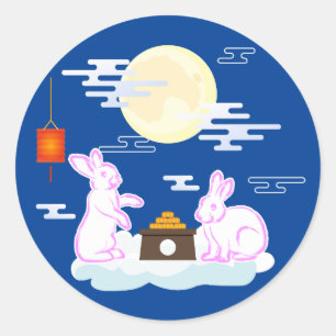 Mid Herbst Festival Moon Rabbit Mooncake Wolken Runder Aufkleber