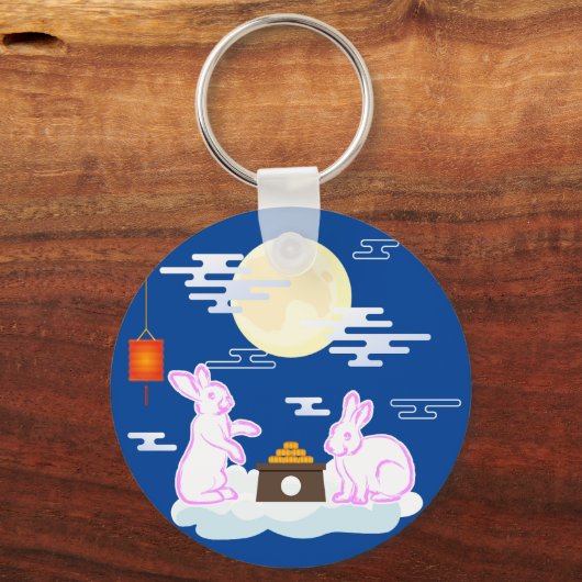 Mid Herbst Festival Moon Rabbit Mooncake Wolken Schlüsselanhänger (Rückseite)