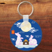 Mid Herbst Festival Moon Rabbit Mooncake Wolken Schlüsselanhänger (Vorderseite)