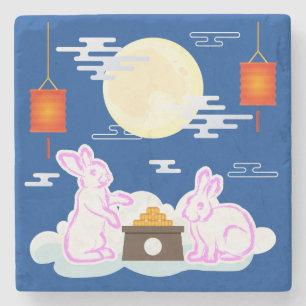 Mid Herbst Festival Moon Rabbit Mooncake Wolken Steinuntersetzer