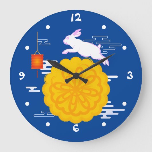 Mid Herbst Festival Mooncake Jumping Moon Rabbit Große Wanduhr (Vorderseite)
