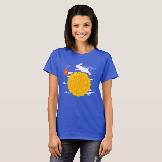 Mid Herbst Festival Mooncake Jumping Moon Rabbit T-Shirt (Vorne ganz)