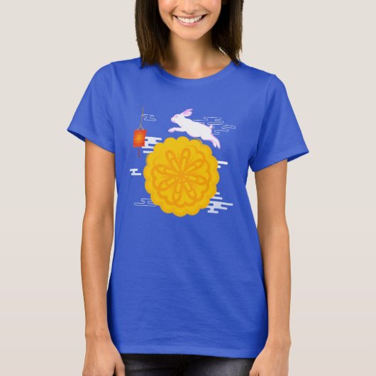 Mid Herbst Festival Mooncake Jumping Moon Rabbit T-Shirt (Vorderseite)