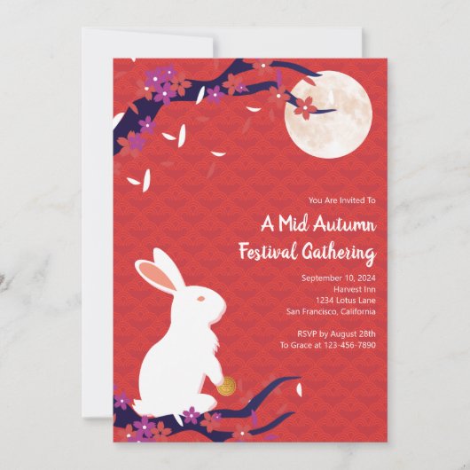 Mid Herbst Festival Rote Einladung (Vorderseite)