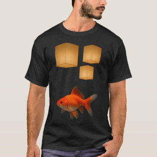 Mid Herbstfest Goldfisch mit Laternen isoliert T-Shirt