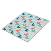 Mid Mod Abstrakt Pattern Aquamarin, Peach, Dark La Fliese (Seite)