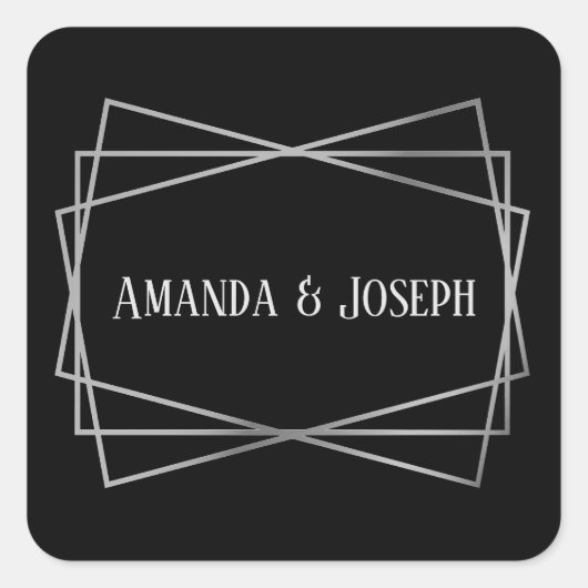 Mid Mod Black & Gray Design - Square Sticker (Vorderseite)