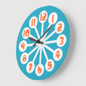 Mid Mod Blue und Orange Große Wanduhr (Winkel)