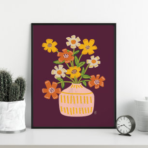 Mid Mod Cosmos Blume Bouquet Poster