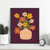 Mid Mod Cosmos Blume Bouquet Poster