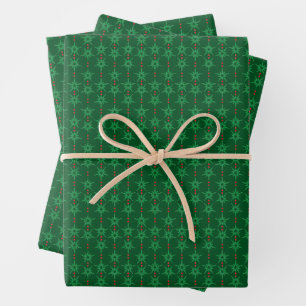 Mid Mod Garland Green Wrapping Paper Geschenkpapier Set