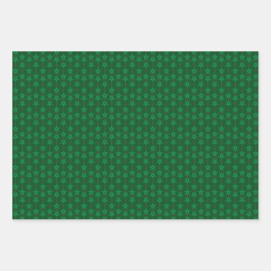 Mid Mod Garland Green Wrapping Paper Geschenkpapier Set (Vorderseite)