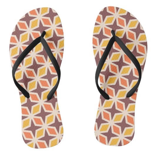 Mid Mod Geometric Star Pattern Badesandalen (Fußbett)