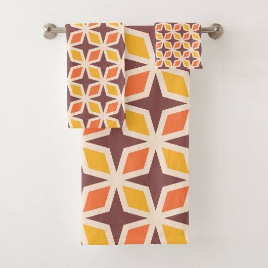 Mid Mod Geometric Star Pattern Badhandtuch Set (Insitu)