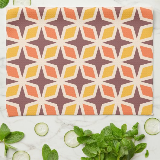 Mid Mod Geometric Star Pattern Geschirrtuch (Gefaltet)