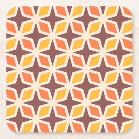 Mid Mod Geometric Star Pattern Rechteckiger Pappuntersetzer (Vorderseite)