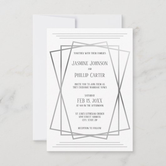 Mid Mod Gray Design - 3x5 Einladung zur Hochzeit (Vorderseite)