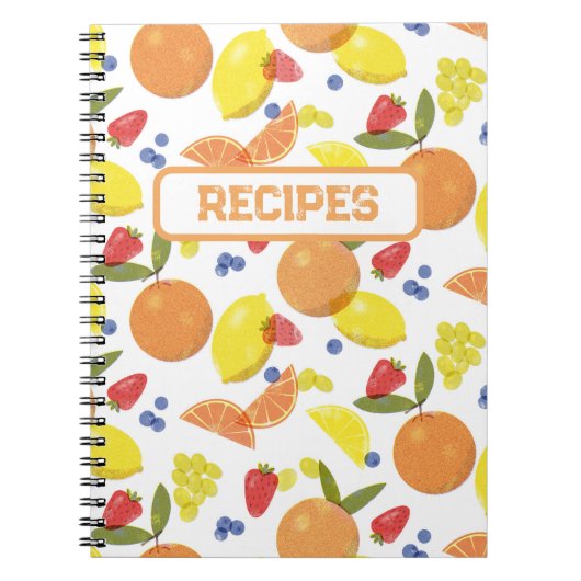 Mid Mod Grungy Risograph Fruit Recipe Notizblock (Vorderseite)