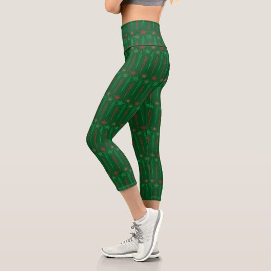 Mid Mod icicles Green High Waisted Capri Leggings (Links)