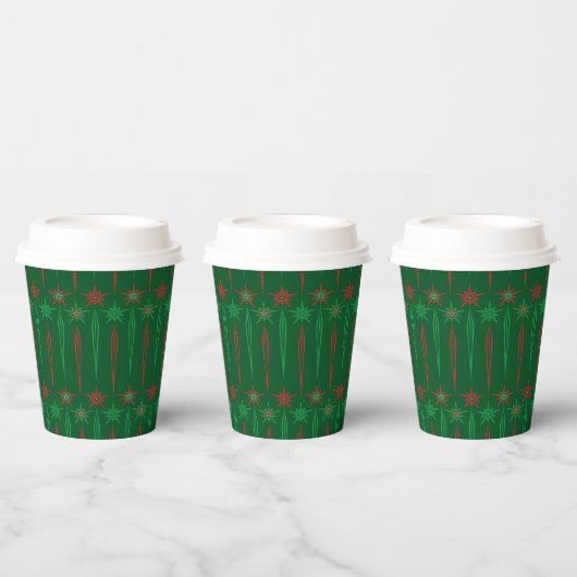 Mid Mod Icicles Green Paper Cups Pappbecher (Multi)