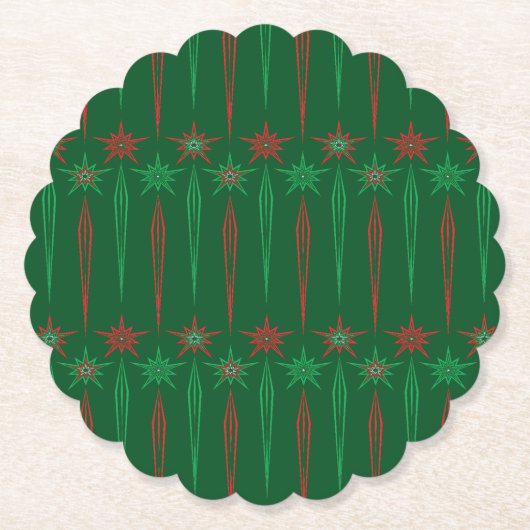 Mid Mod Icicles Green Paper Untersetzer (Vorderseite)