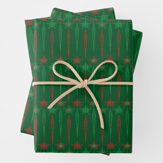 Mid Mod icicles Green Wrapping Paper Geschenkpapier Set (Beispiel)