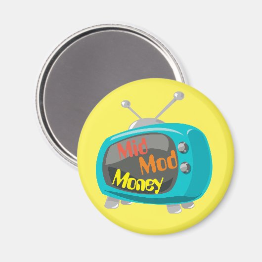 Mid Mod Money Retro TV Magnet (Vorderseite/Rückseite)