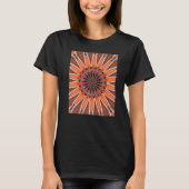 Mid Mod Orange Brown Floral Circle Pattern T-Shirt (Vorderseite)