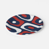 Mid Mod Piquet Muster Rot Weiß und Blau Pappteller (Schrägansicht)