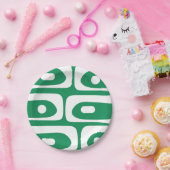 Mid Mod Piquet Pattern Kelly Green und White Pappteller (Party)