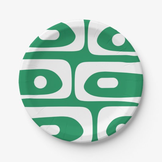 Mid Mod Piquet Pattern Kelly Green und White Pappteller (Vorderseite)