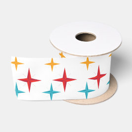 Mid Mod Stars, Retro Weihnachtsfeiertag Satinband