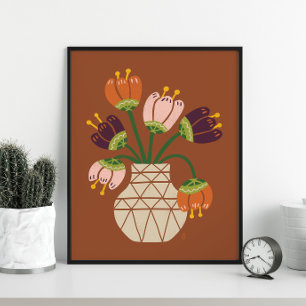 Mid Mod Tulips Bouquet Poster