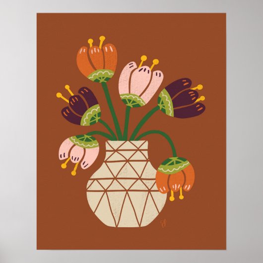 Mid Mod Tulips Bouquet Poster (Vorne)