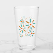 Mid Mod Turquoise Blue And Orange Abstract Flowers Glas (Rückseite)