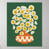 Mid Mod White Blogs in Terracotta Vase Poster (Vorne)