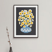 Mid Mod White Blooms Poster