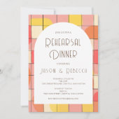 Mid Modern Geometric Pink Yellow Rehearsal Dinner  Einladung (Vorderseite)