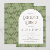Mid Modern Geometric Sage Green Probe Dinner Einladung (Vorne/Hinten)