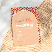 Mid Modern Orange Retro Arch Wedding Einladung