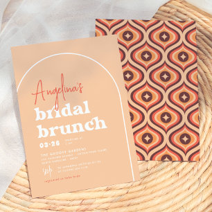 Mid-Moderne Orange Retro-Bogen Brunch Brautparty-E Einladung