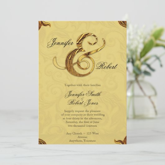 Midas-Touch-Goldhochzeits-Einladung Einladung (Stehend Vorderseite)