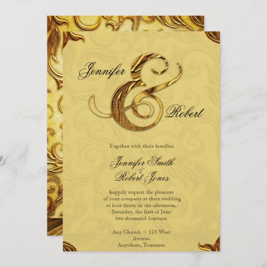 Midas-Touch-Goldhochzeits-Einladung Einladung (Vorne/Hinten)