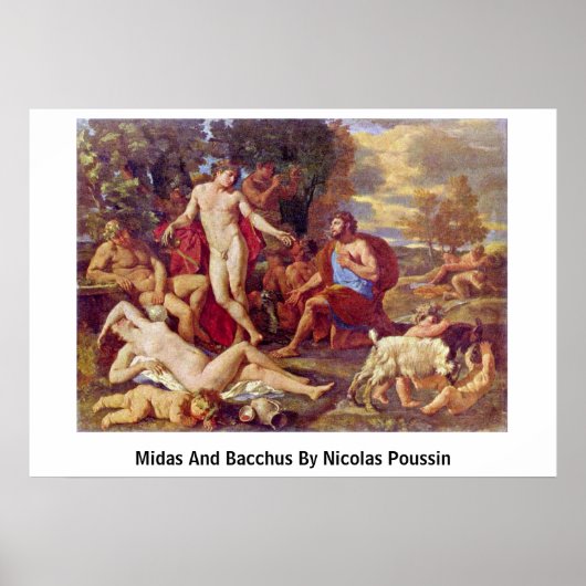 Midas und Bacchus von Nicolas Poussin Poster (Vorne)