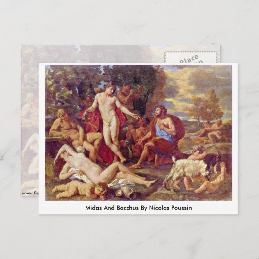Midas und Bacchus von Nicolas Poussin Postkarte (Vorne/Hinten)