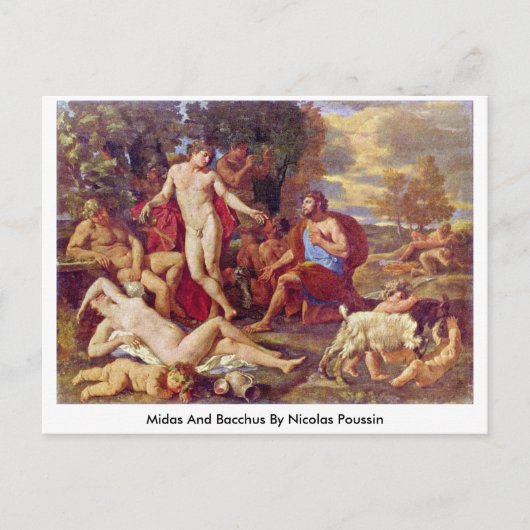 Midas und Bacchus von Nicolas Poussin Postkarte (Vorderseite)