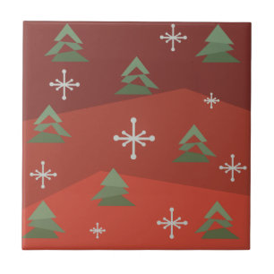 MidCentury Abstrakte Weihnachtsbäume Fliese
