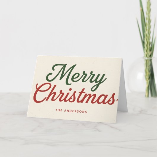 Midcentury Chic Script Merry Christmas Feiertagskarte (Vorderseite)