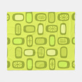 Midcentury MCM Rounded Rectangles Chartreuse Fleecedecke (Vorderseite (Horizontal))