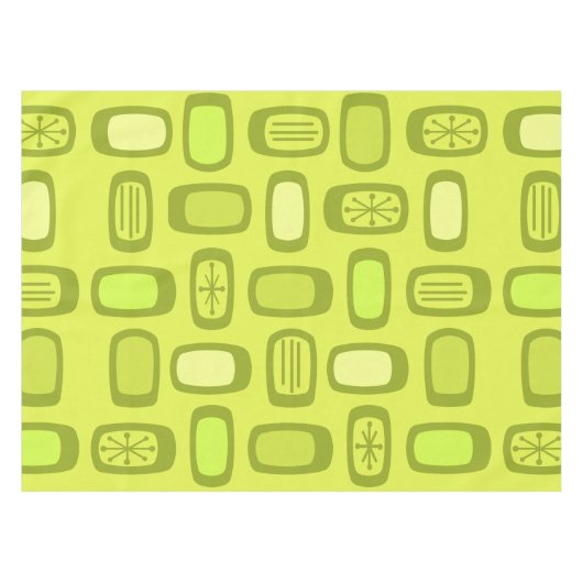Midcentury MCM Rounded Rectangles Chartreuse Tischdecke (Vorderseite (Horizontal))